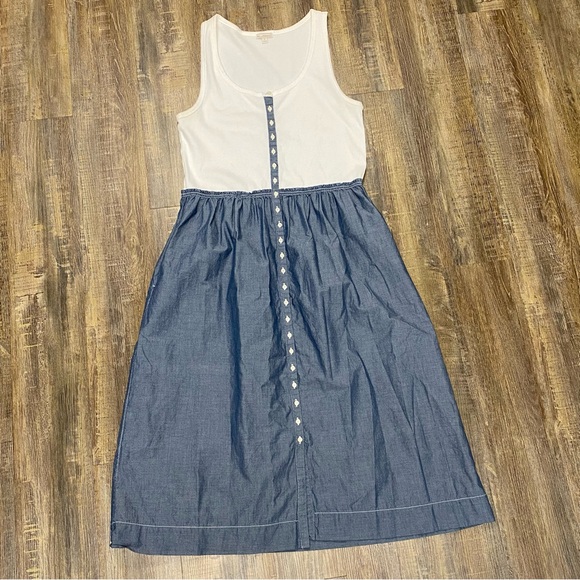 Gap Ladies‎ White and Blue Button-Down Midi Dress Pockets Sleeveless Size XL - Picture 5 of 8